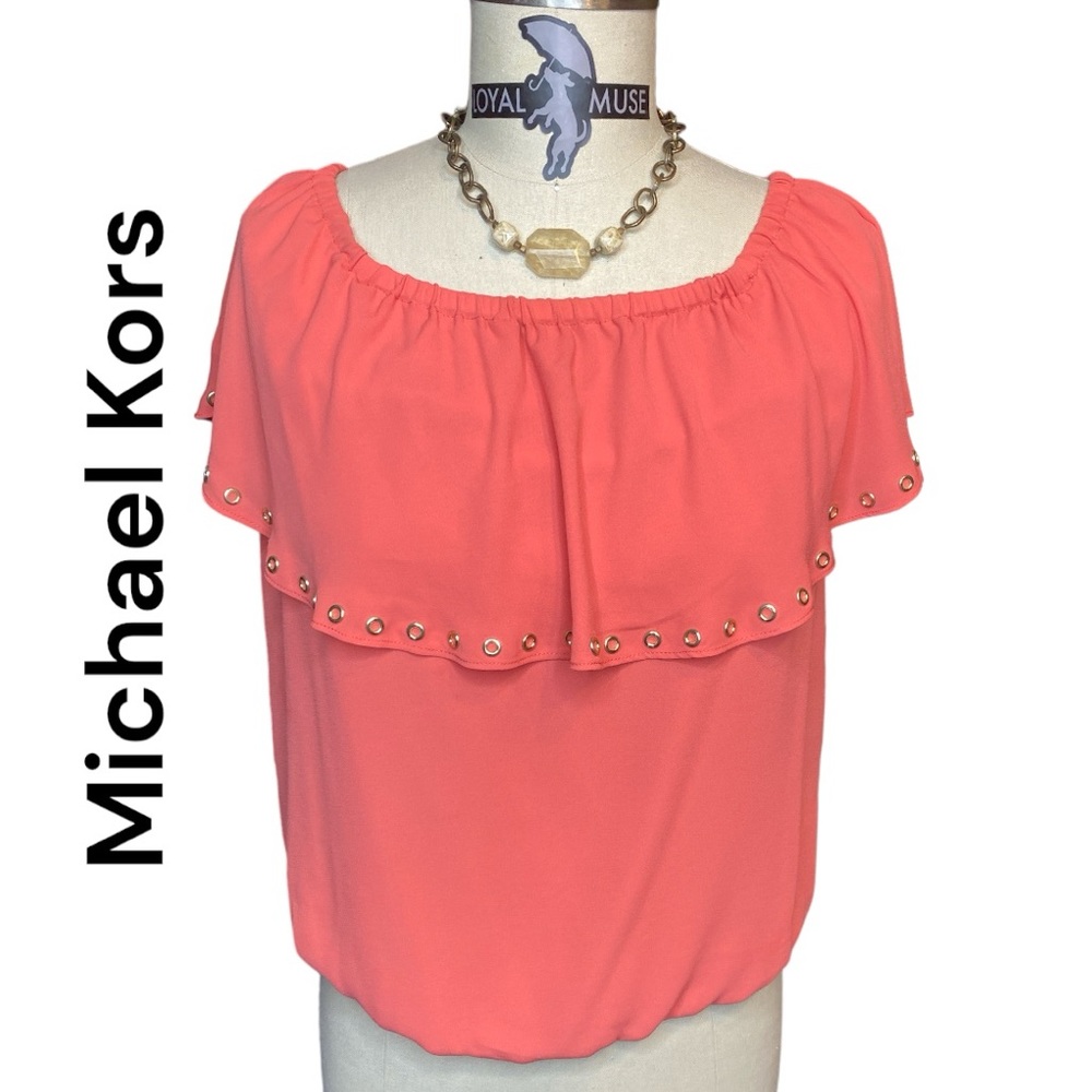 Michael Kors Coral Sleeveless with Wide Ruffle Studs/Rivets
